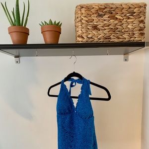 Blue Crochet Tankini Swimsuit Top